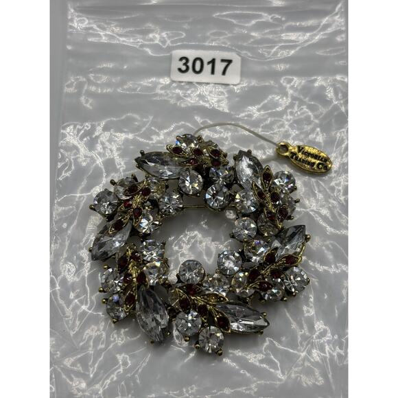 Victorian Trading Company Brooch Wreath Clear Red J1-3017 - Picture 2 of 10